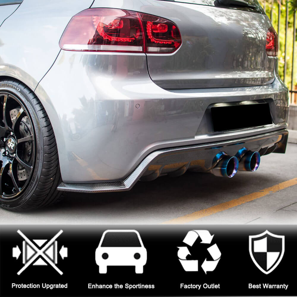 Rear Bumper Diffuser V1 (for R/R20 HB 2010-2013, Carbon) for Volkswagen Golf 6