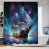 Fantasy Space Cruise Ship Shower Curtain 3D Printing Waterproof Decorative Home Bathroom Decor