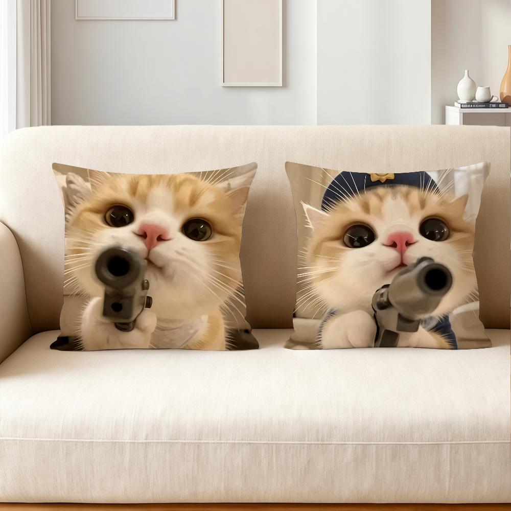 Funny Cat Cartoon Cute Pillow Case Applicable Space For Guest Rooms Interiors Cars Office House Decoration
