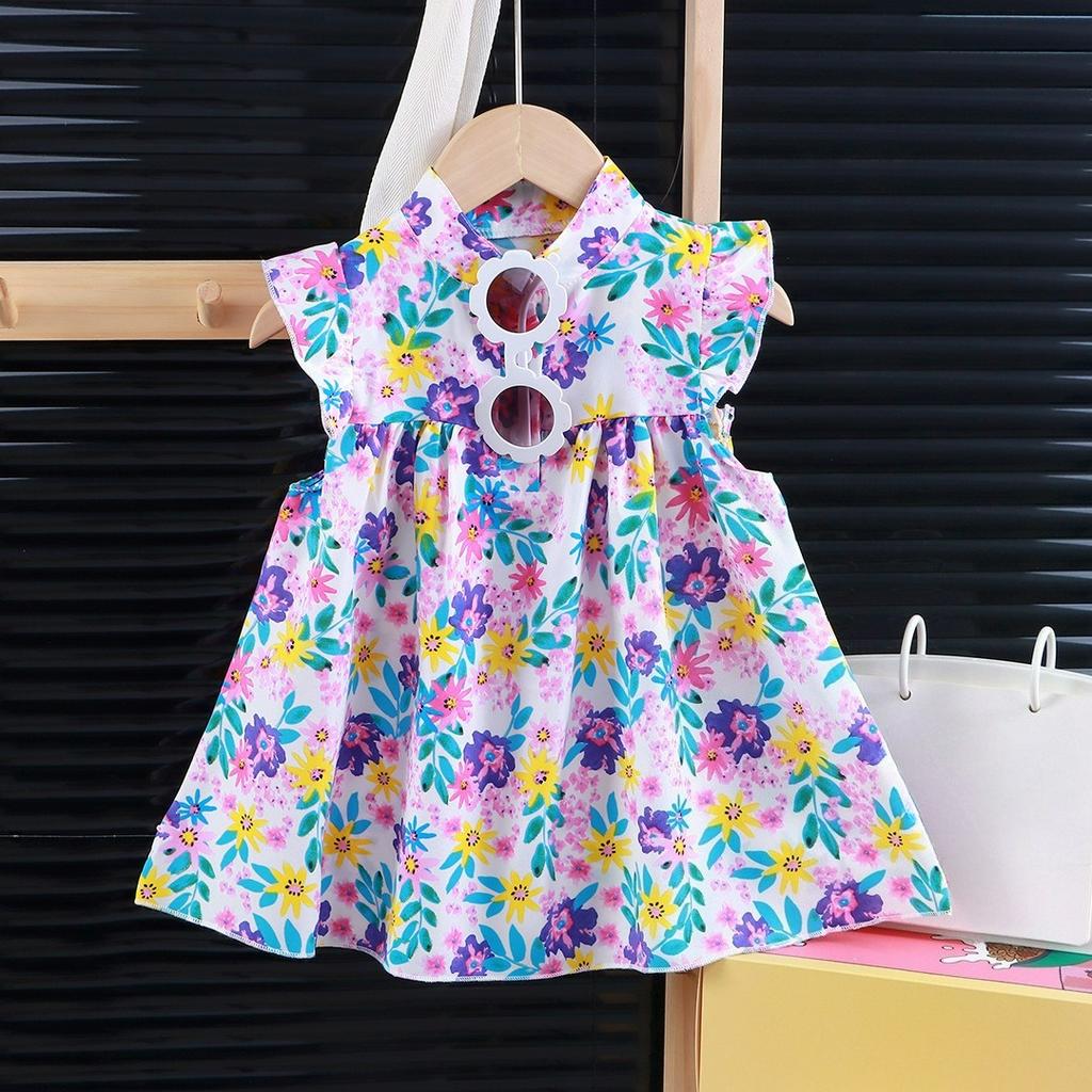 Girls' Floral Dress, A-line Group, Western Style, Cute Princess Dress, Children's Fluffy Skirt, Summer Dress, Children's Class A Skirt
