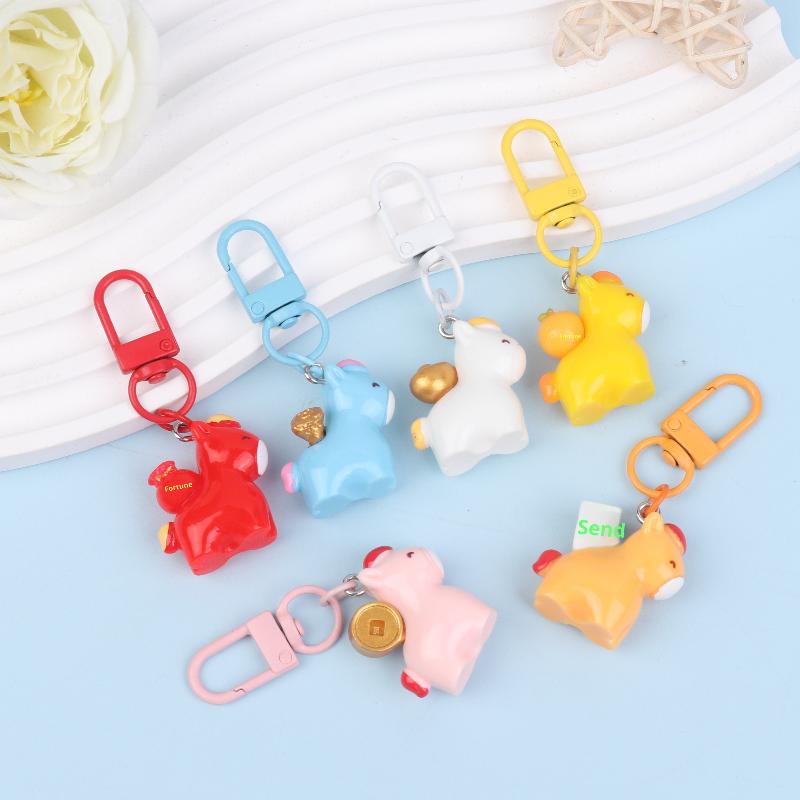 2026 Chinese  Year Mascot Horse Resin Keychain Decor Cartoon Cute Year Of The Horse Keyring Bag Pendant Gifts Accessory