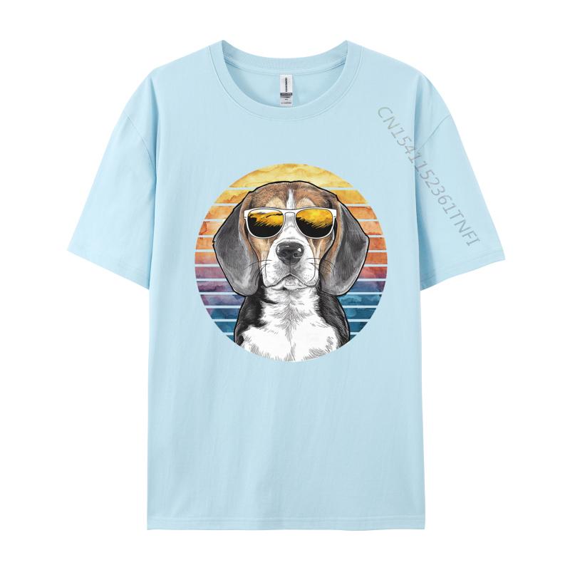 Beagle Mit Sonnenbrille T-Shirt T-Shirts Für Männer T-Shirt Rundhals Reine Baumwolle T-Shirts Oberteile Tees Top Qualität