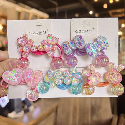 2PCS New Lovely Colorful Sequins Bear Girls Elastic Hair Bands Hair Accessories Children Hair Ties Baby Headwear