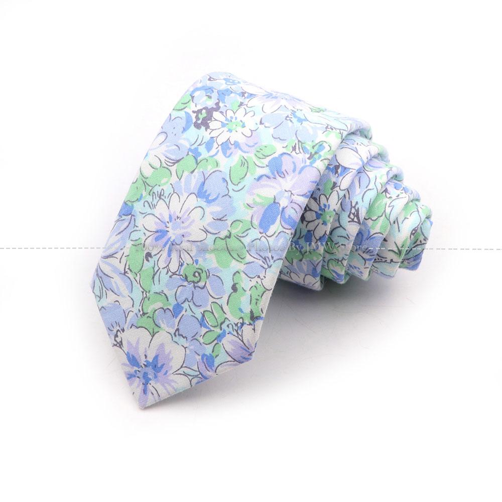 New Chic, Blumenkrawatte, 100 % Baumwollkrawatte, für Männer, helle Farbe, lässige schmale Krawatte, Hochzeitsfeier
