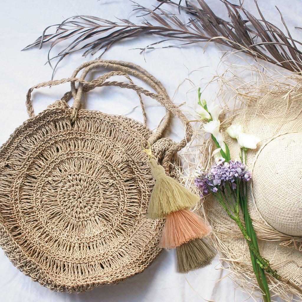 Tri-Layered Tassels 6.7Inch Tassel Bag Charm Bohemian Keychains Handmade Tassel Keychain for DIY Projects