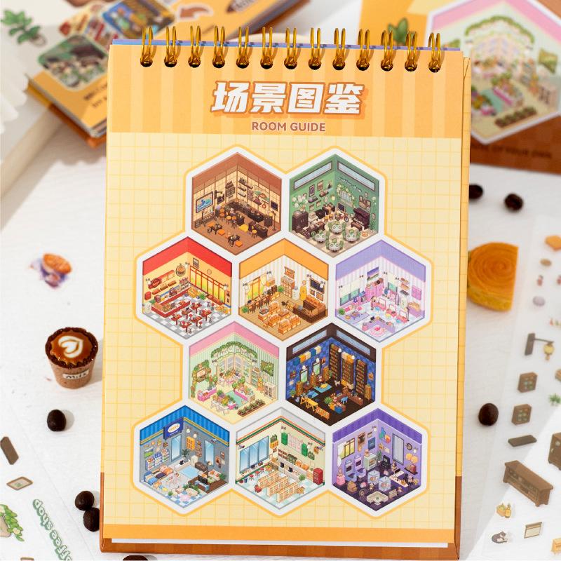 24 Sheets Per Pack Dream Town Story Series Scenic Stickers Book Handbook Decoration Backing Collage