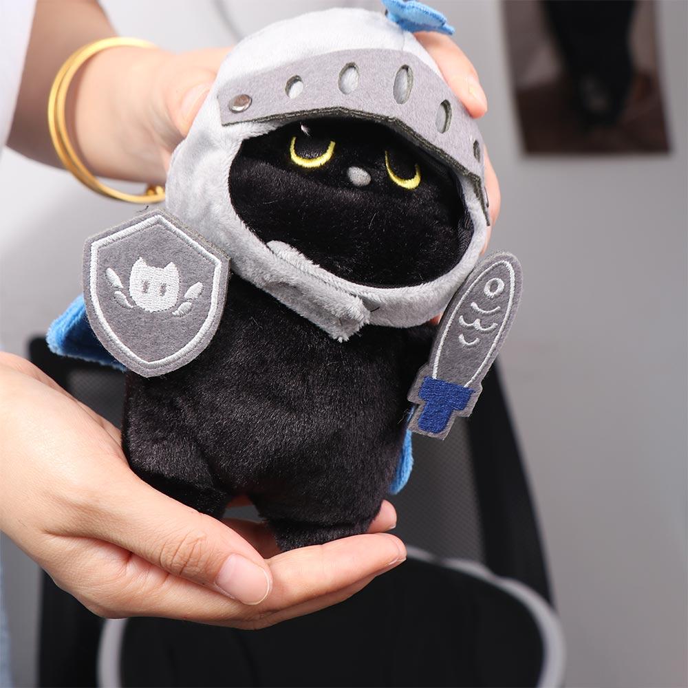 Shield Cat Plush Toy Silly Black Cat Stuffed Toy Decoration Knight Cat Plush Doll  Children