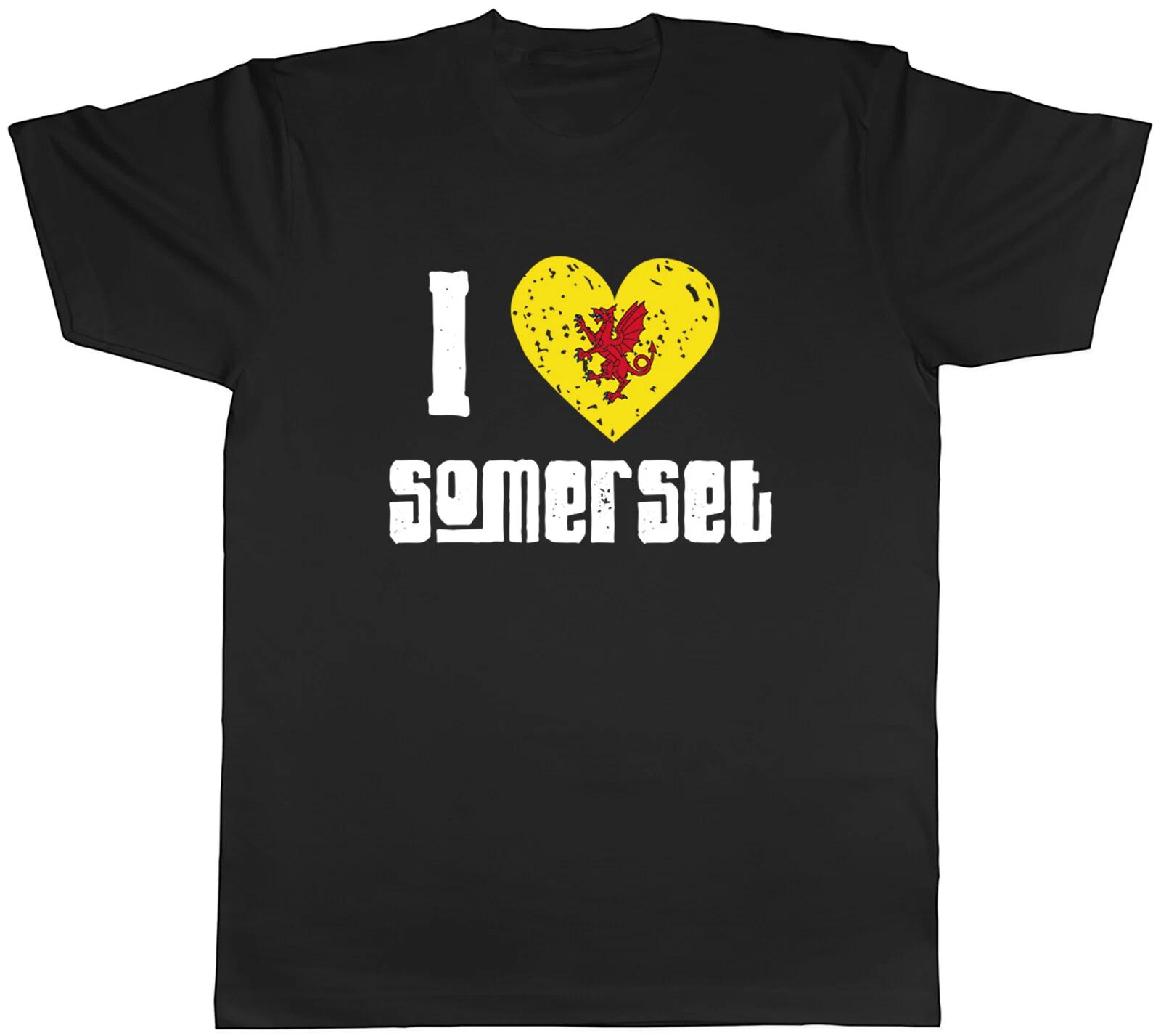 I Love Somerset Mens T-Shirt Love Heart Heritage Flag Tee Gift XL