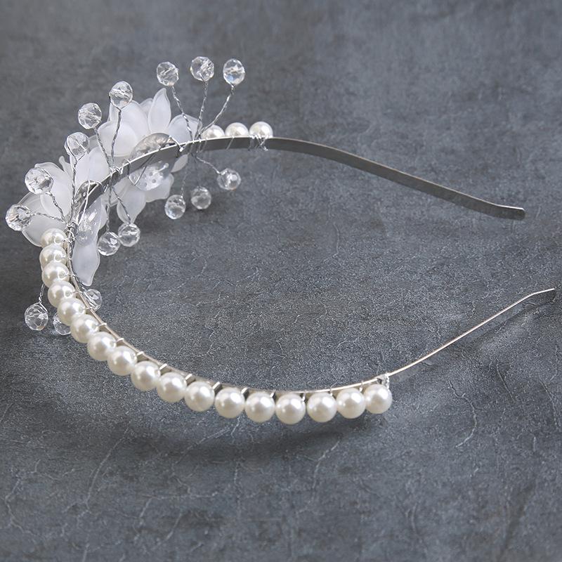 Super fairy headband flower white wreath pearl headband Mori bride crown sweet knot wedding headgear