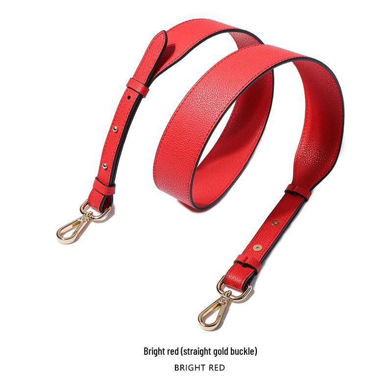 Cowhide Double-Sided Wide Adjustable Shoulder Strap with Lychee Pattern