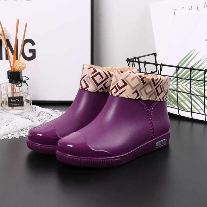 Water Shoes Rain Shoes Girls Short Tube Four Seasons Light Mouth Rain Boots Students Water Boots Waterproof Glue Shoes Fashion Versatile