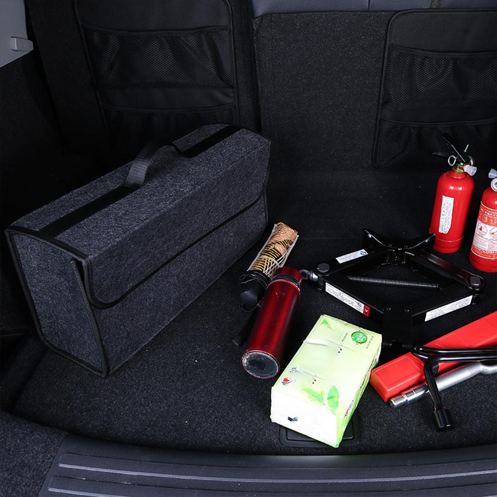 Soft Felt Car Trunk Organizer Boot Storage Bag Anti-Slip Compartment Tool Storage Box Automobile Interior Accessories