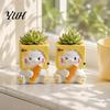 Cat Resin Flowerpot Holding Pen Planter Pot, Shaped Flowerpot, Office Desk Succulents Plants Container for Home Balcony Plant