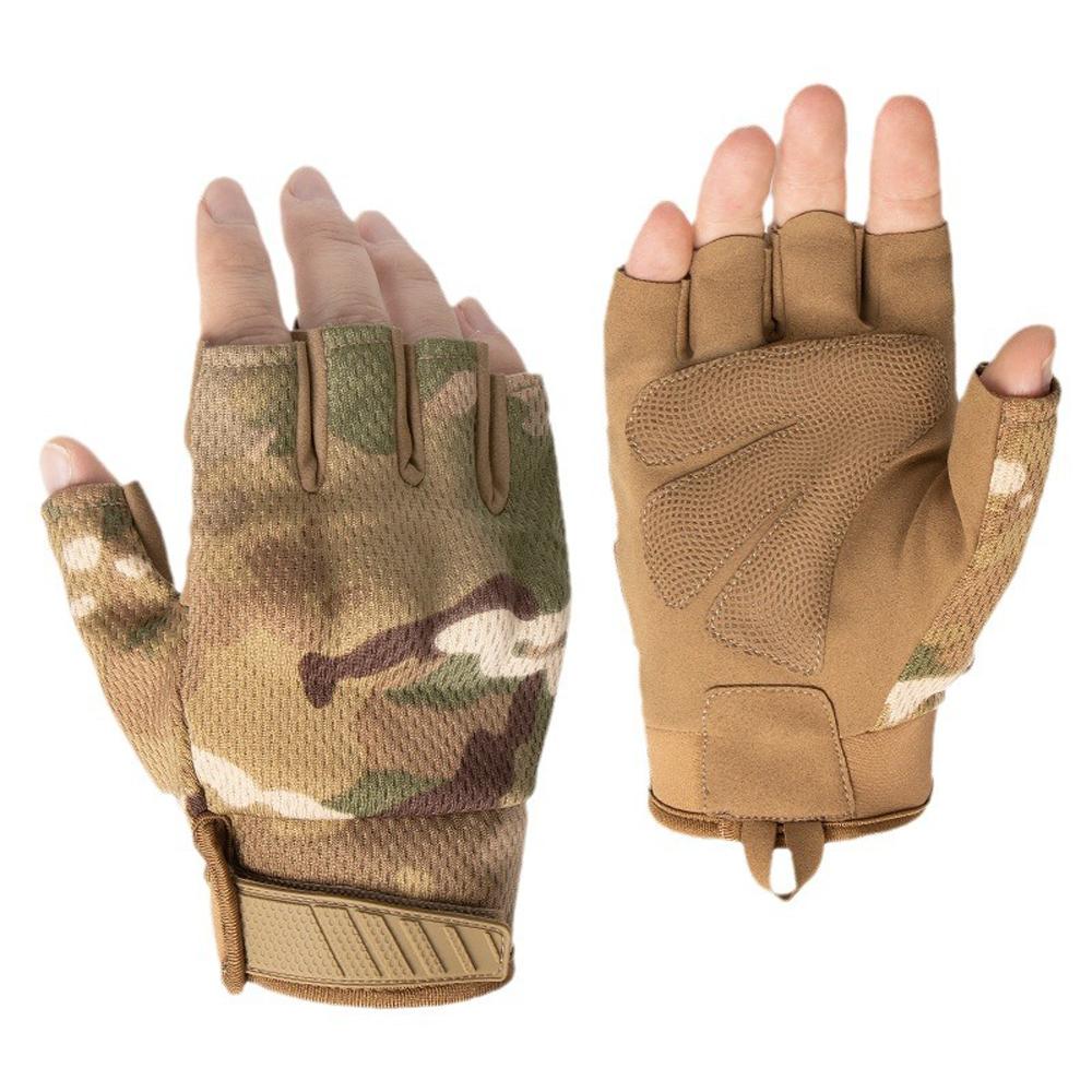 Gants Demi-Doigts Sports d'Extérieur Vélo Randonnée Camping Escalade Chasse Paintball Combat Travail Vélo Équipement Antidérapant M