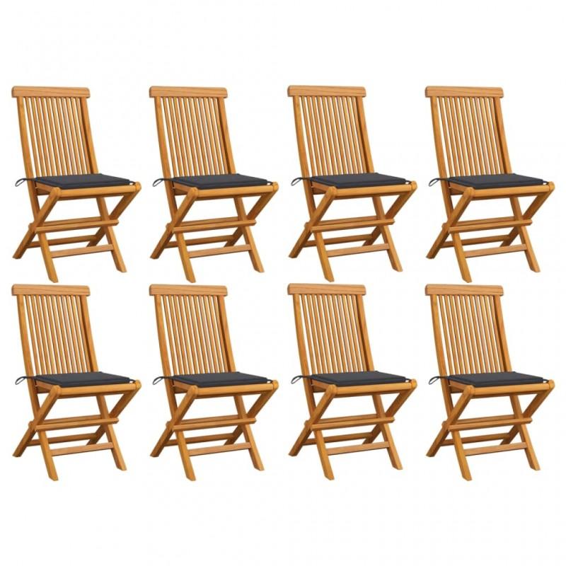 Day and Night - Day and Night Garden Chairs 8 Units Solid Teak with Anthracite Gray Cushions