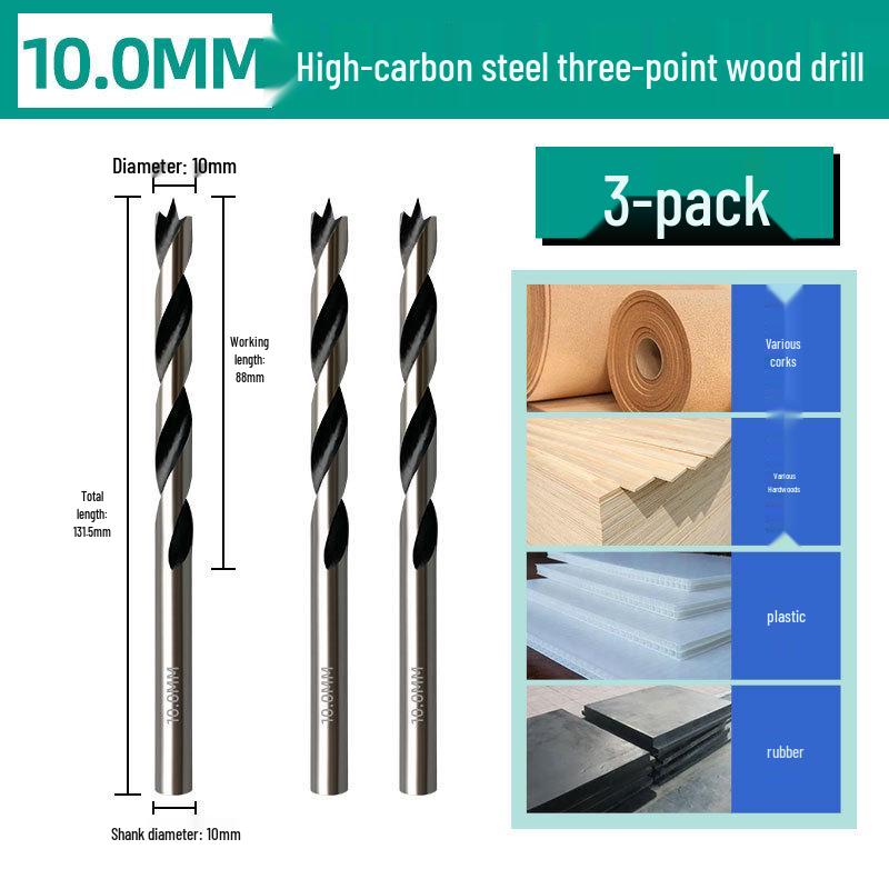 Carbon Steel Multi-Functional Woodworking Drill Bit for Three-Point Positioning