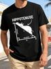 Funny Math Teacher Unisex T-Shirt with Hippo Right-Angle Triangle Design - Pythagorean Theorem & Adjacent/opposite Sides Joke - Casual Round Neck Tee