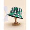 Fisherman's hat Children wear double-sided printing, simple, fresh, green, fashionable and versatile to show the face, young students, sunshade basi