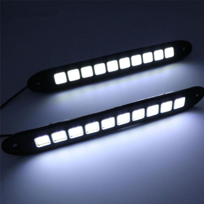 Car Exterior Accessories 2Pcs Car LED Daytime Running Light DRL COB White Waterproof Flexible Silicone Highlight Auto COB Lamp