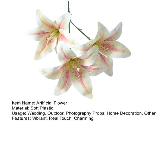 Artifical Lily Flowers with 3 Heads Full Bloom Real Touch Long Stem Fake Lily Bouquet for Home Hotel Flower Arrangement Wedding Party Decor