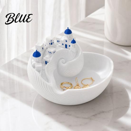 Blue Dome Ring Holder Santorinistyle Catchall Bowl Catch All Tray Organizer Greek Island Organizer Desktop Decor Shell Small Accessory Storage for