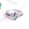 Women Marquise Amethyst Ring Rainbow 3A Zircon White Gold Silver Plated Elegant Ring