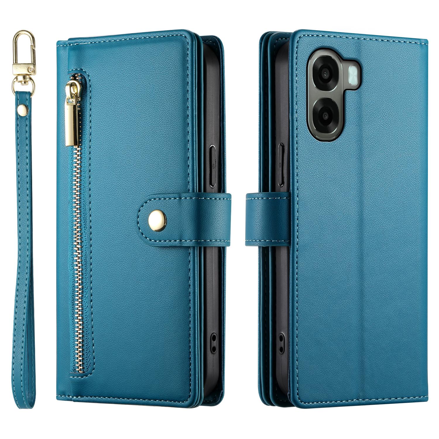 

For Oppo A6x 5G / A6x 4G Leather Case Zipper Pocket Wallet Phone Cover with Straps