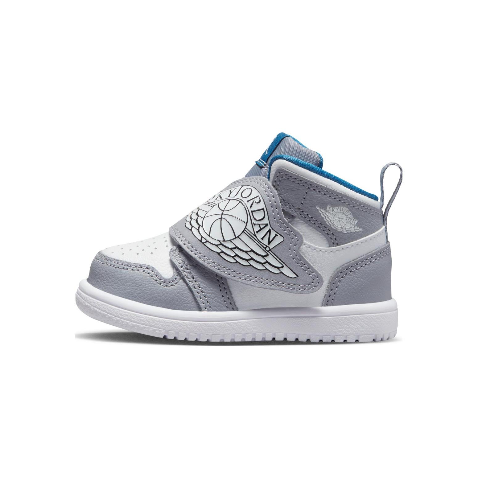 

Jordan Air Jordan 1 Slip Resistant Abrasion Resistant Mid top Toddler Shoes Gray Blue Infant And Toddler BQ7196-014 25