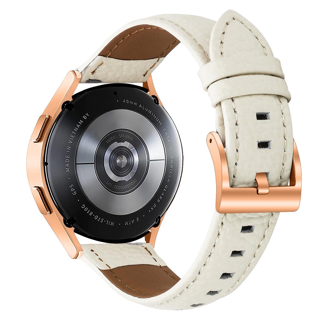 Litchi Textured Genuine Cow Leather Strap with Electroplated Buckle for Huami Amazfit Active 2 Square/Active 2/GTR Mini Pointed-End Watch Band