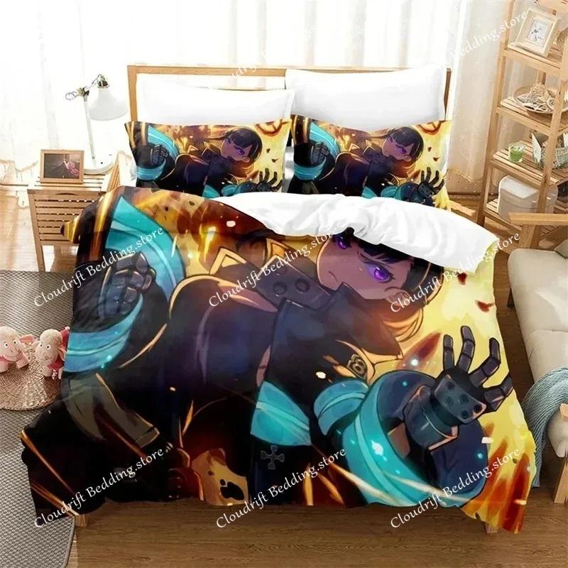 3D Printed Anime Fire Force Bedding Set,Kid Girls Boys Adult Single Twin Queen Size,Duvet Cover Pillowcase Bedding