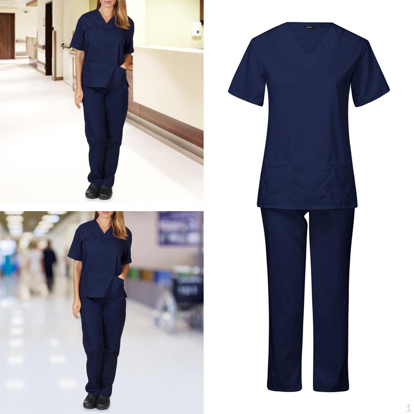 Классический медицинский костюм - Унисекс больничная одежда Navy blue L