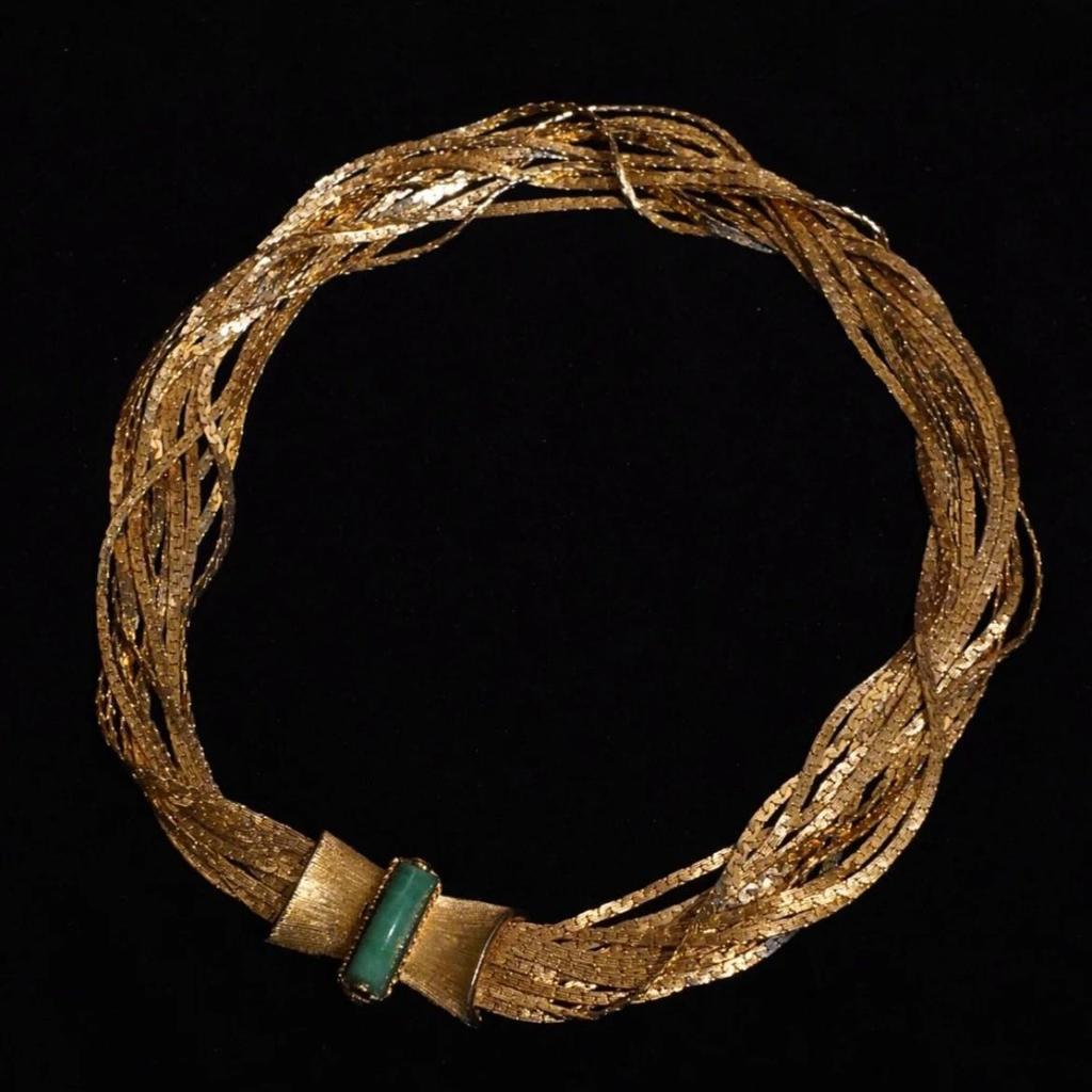 Light Luxury European American Fashion Retro Style Elegant Gold Chain Inlaid Turquoise High-End Short Necklace Bracelet Set