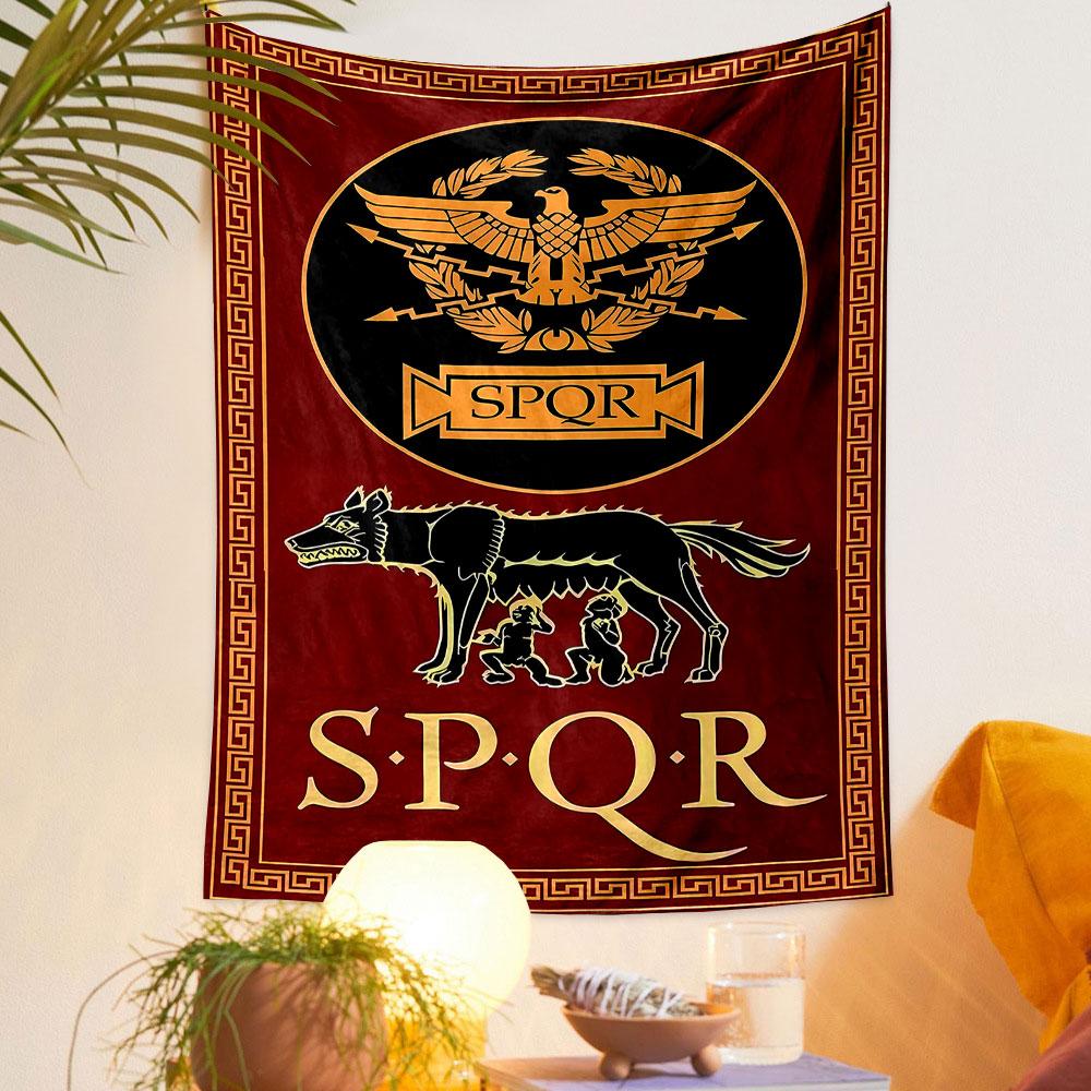 "Roman SPQR Emblem and Wolf Design" Patterned Tapestry Home Decor, Suitable for Bedroom and Living Room, Gift