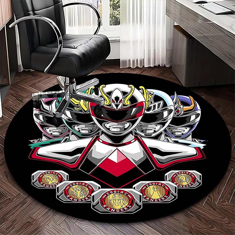 1pc Power Rangers Zodiac Ranger Round Carpet - Anime Design Office Chair Mat