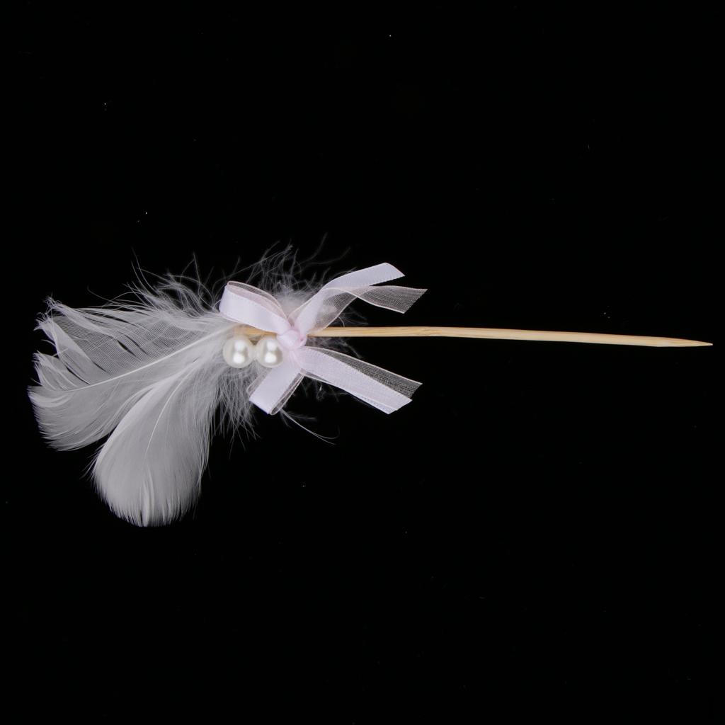 

Birhtday Party Photography Accs Cake Topper Card Sticks w. Feather Home Baking Accessories