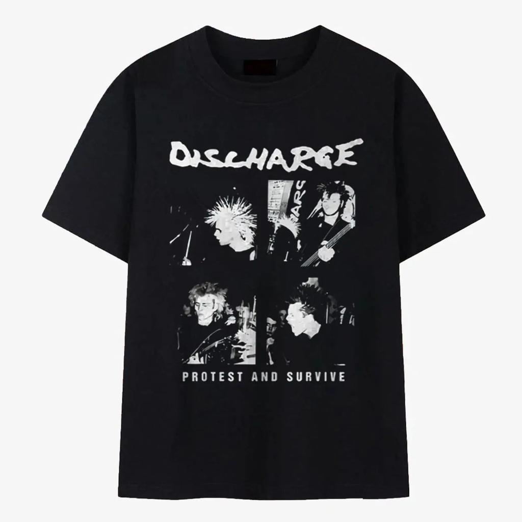 T-shirt Scarico Protesta e Sopravvivi Band Hardcore Punk Merch Uomo S 5XL Nero vintage Lavato Casual abbigliamento designer grafico