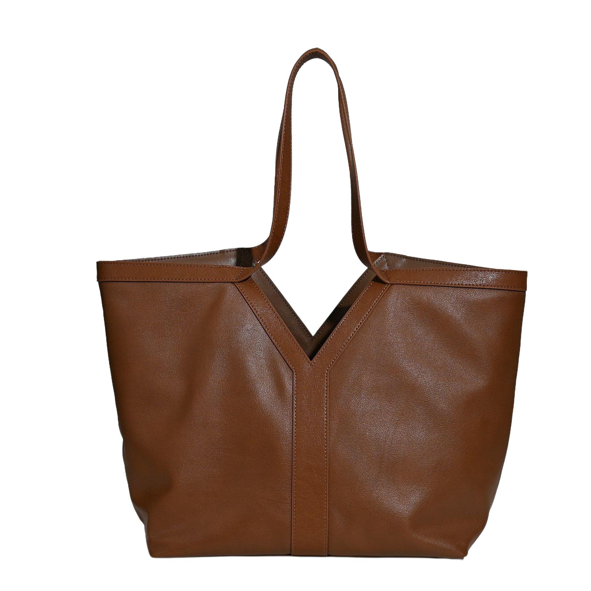 

2025 Fall/Winter Large Capacity Vegetable Tanned Leather Tote Shoulder Bag – Women s Mother-Child Design by Yang Shulin світло-колір taupe