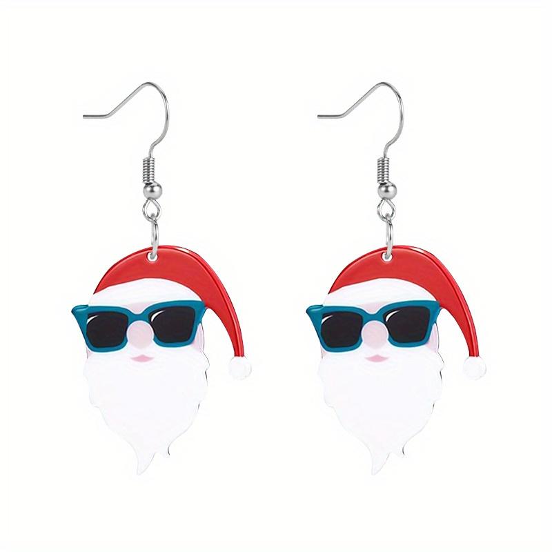Tragen Sie modische Brillen Weihnachtsmann Weihnachtsbaum Zwerg Acryl Hängeohrringe für Frauen Mädchen Y2K Geflügeltes Schweinchen Ohrstecker Weihnachtsgeschenke