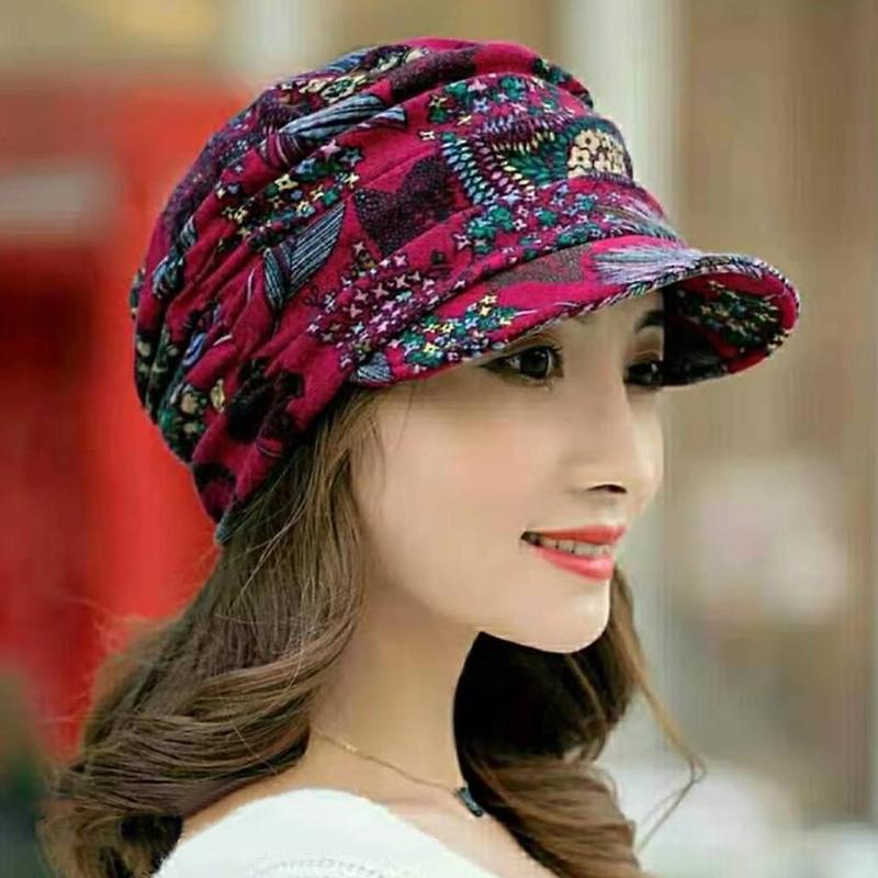 Floral Hat Women'S Korean Version Versatile Soft Hat Brim Duckbill Hat