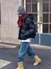 Green Warm Thickened Short Puffer Jacket with Adjustable Hem