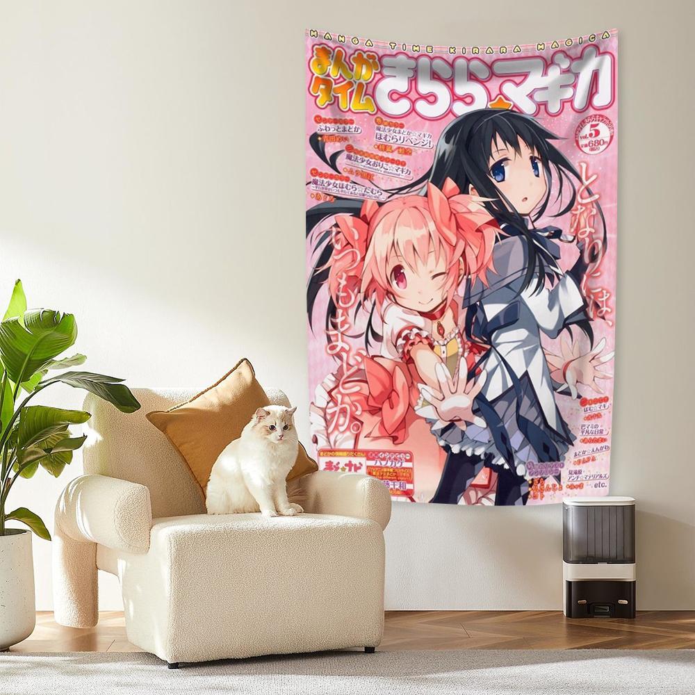 Classic Japanese Anime Puella Magi Tapestry Madoka Magica Hanging Bohemian Tarot Hippie Wall Rugs Bedroom Dorm Background
