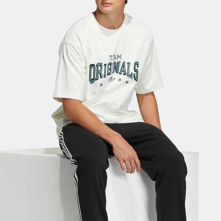 Adidas Originals Clover Letter Print Sports T-shirt Unisex Tops White HS2014