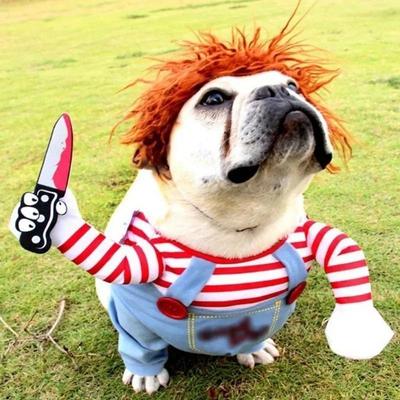 Funny Pet Puppy Clothes Halloween Pet Dog Costumes Comical Outfits Holding Knife Set Lovely Pet Cat Dogs Festival Party Clothing