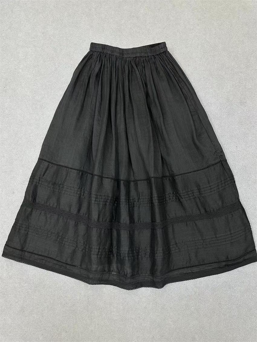 

Johnature Elasticated Waist Summer Loose Retro Style Women Breathable Skirt Women One Size чёрный