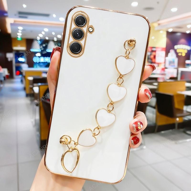 

A 16 26 36 56 Роскошный чехол-цепочка с сердечком и покрытием для Samsung Galaxy A16 A26 A36 A56 A15 A25 A35 A55 5G A06 Задняя крышка A15 (4G 5G)