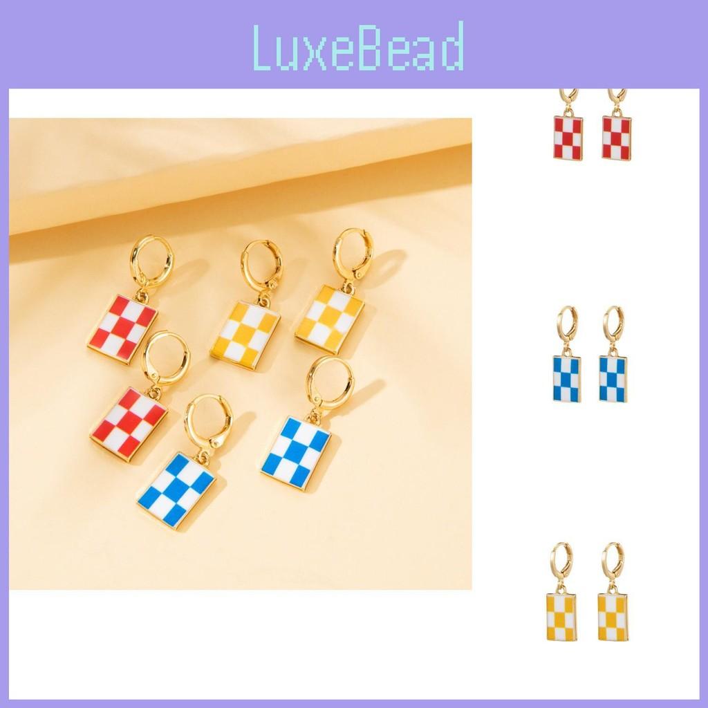 Plaid Colorful Geometric Earrings Fashionable And Trendy Design For Womens Gifts