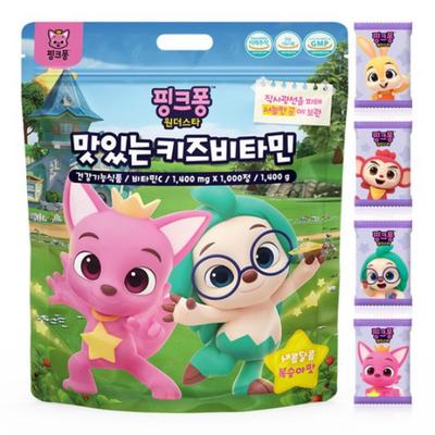 Artex Pinkfong Delicious Peach Flavored Kids Vitamin, 1000 Tablets, 1 Piece