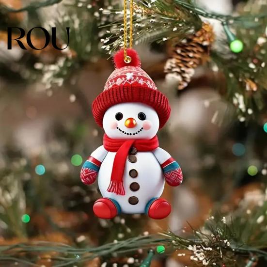 Ornamental Tree Decorations Christmas Ornaments Cartoon Snowman/Santa Xmas Hanging Decoration Holiday Unique Gifts Acrylic Decor for Valentine's