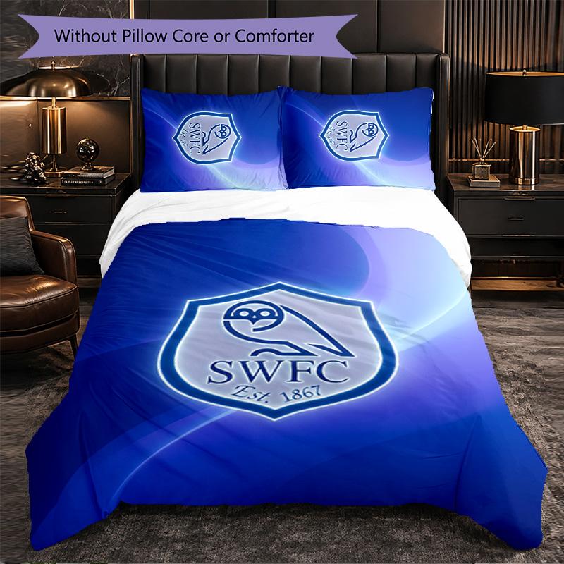 Sheffield Wednesday Football 3 Piece Bedding Set Soft Duvet Cover Set with Pillowcases Printed Bedroom Decor Set for Home