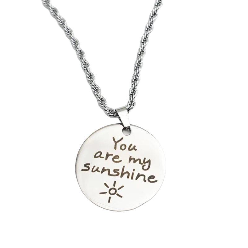 Round Engraved Stainless Steel Hip-Hop Necklace Pendant for Christmas Gift